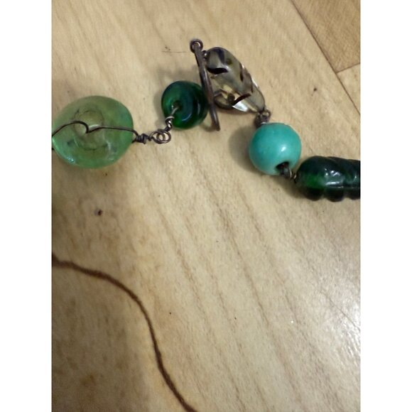 Vintage Green & Turquoise Beaded Necklace - Picture 5 of 7